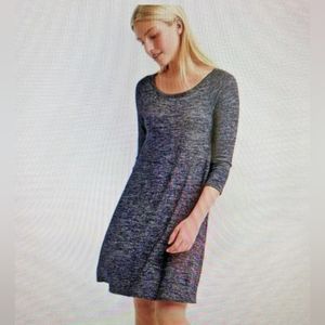 GAP - Small Tall | Boatneck 3/4 Sleeve T-Shirt Dress 113123, Marled Indigo Gray